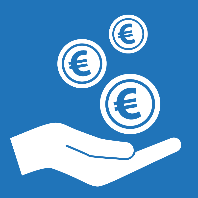 Icon Euromünzen fallen in eine aufgehaltene Hand