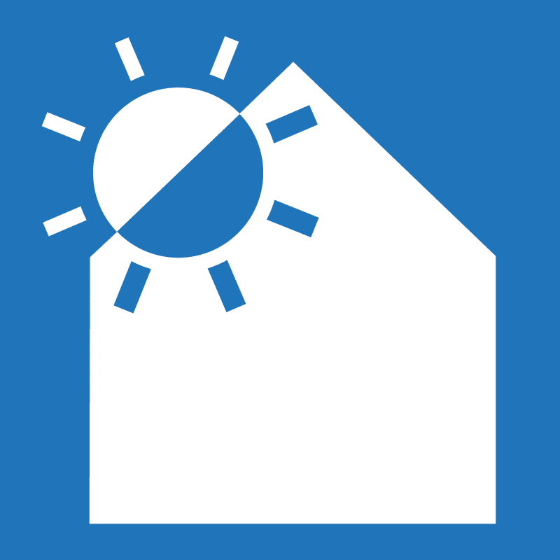 Icon eines Hauses mit Sonne auf dem Dach