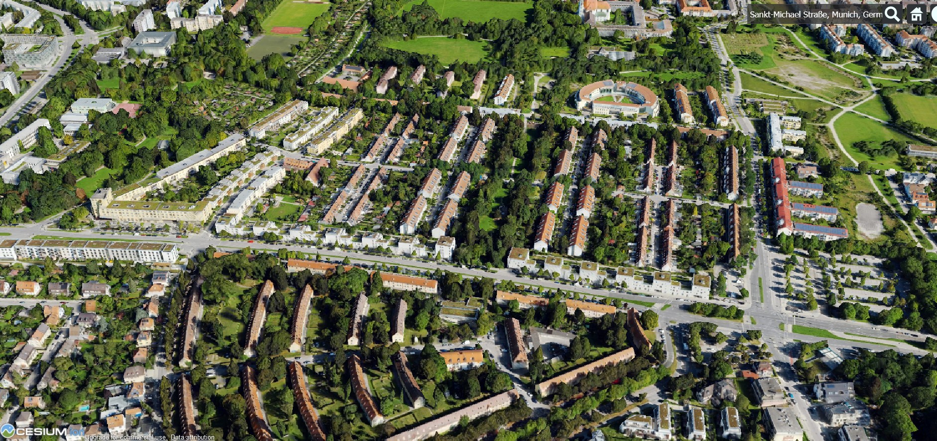 Luftaufnahme der Sankt-Michael Straße in München