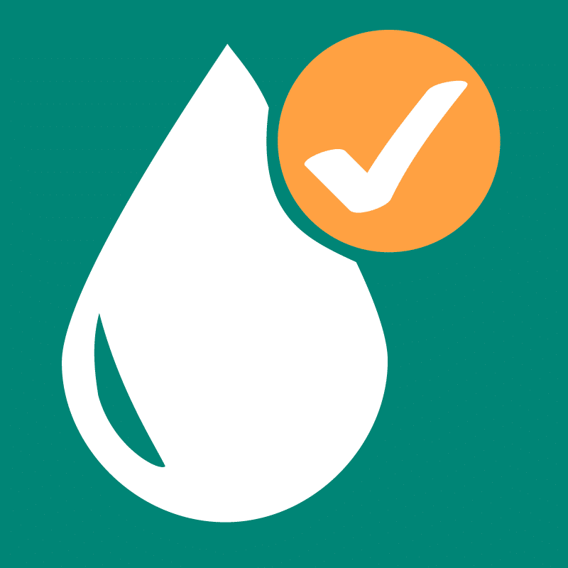 Icon eines Wassertropfens mit Haken